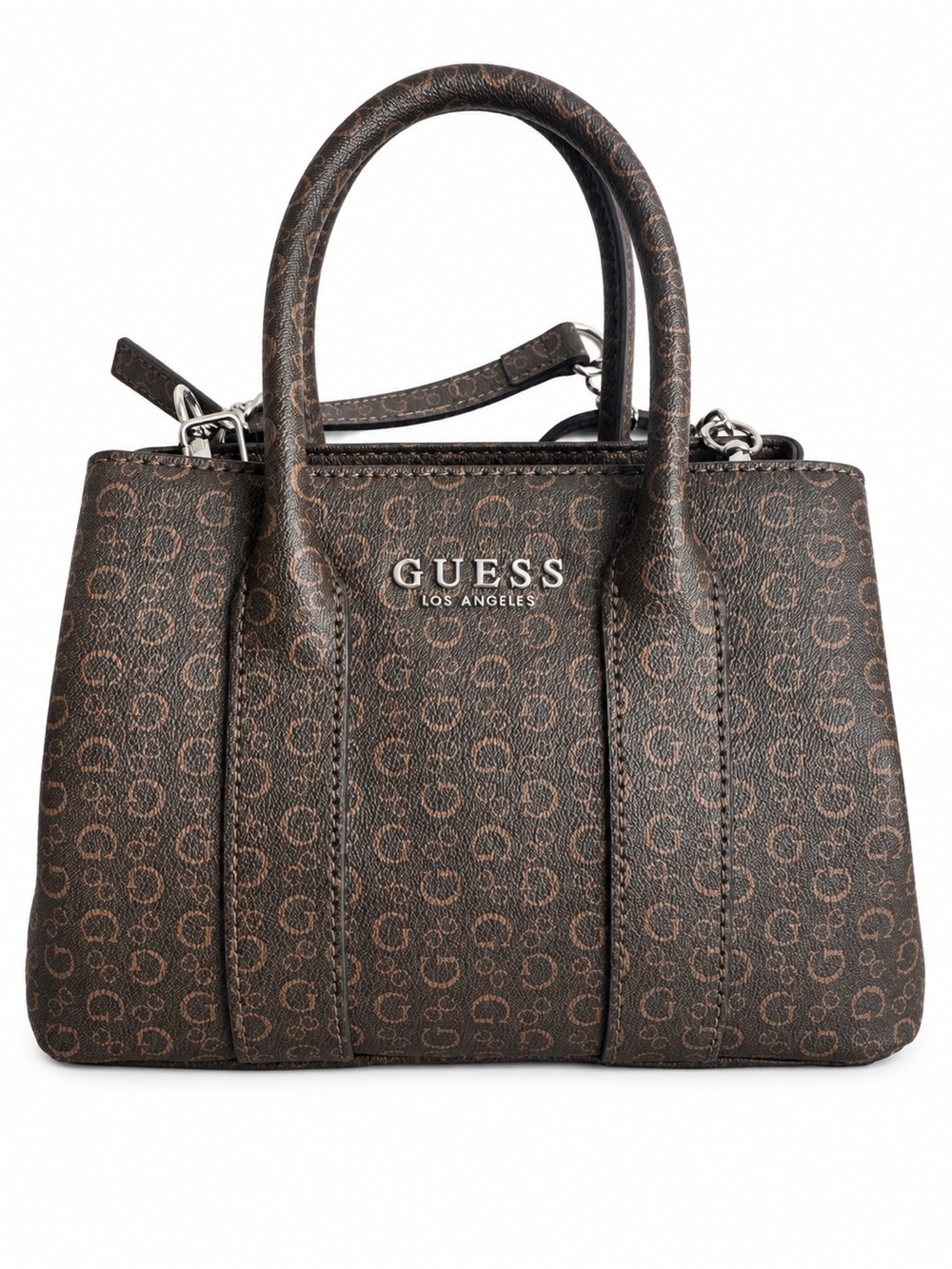 NWT GUESS Brown Monogram Logo Satchel Crossbody Bag